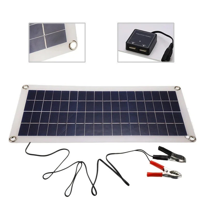 30W Solar Panel 12V Trickle Charger Battery Charger Kit Maintainer Boat Car RV
