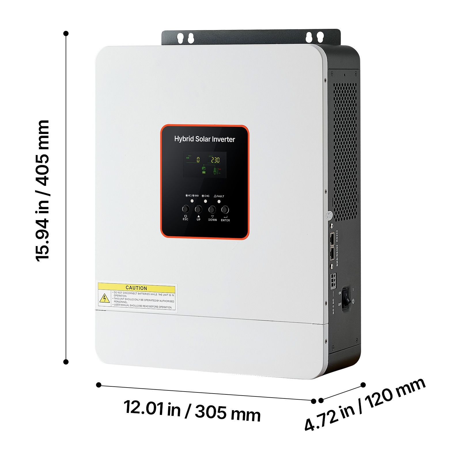 3000W Hybrid Solar Inverter, 24V to 230V AC, Pure Sine Wave with 80A MPPT