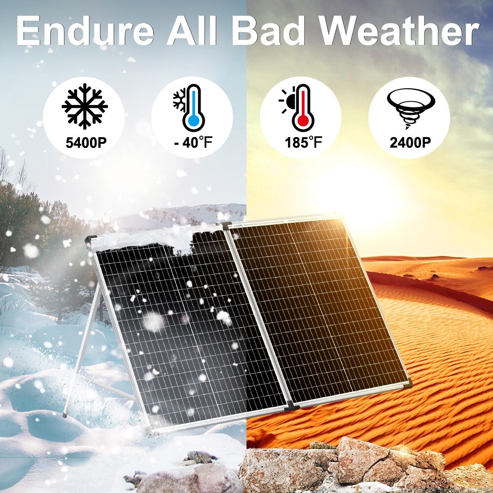 Dokio 100W Portable Foldable Glass Solar Panel Kit for Camping/Car Battery/Home