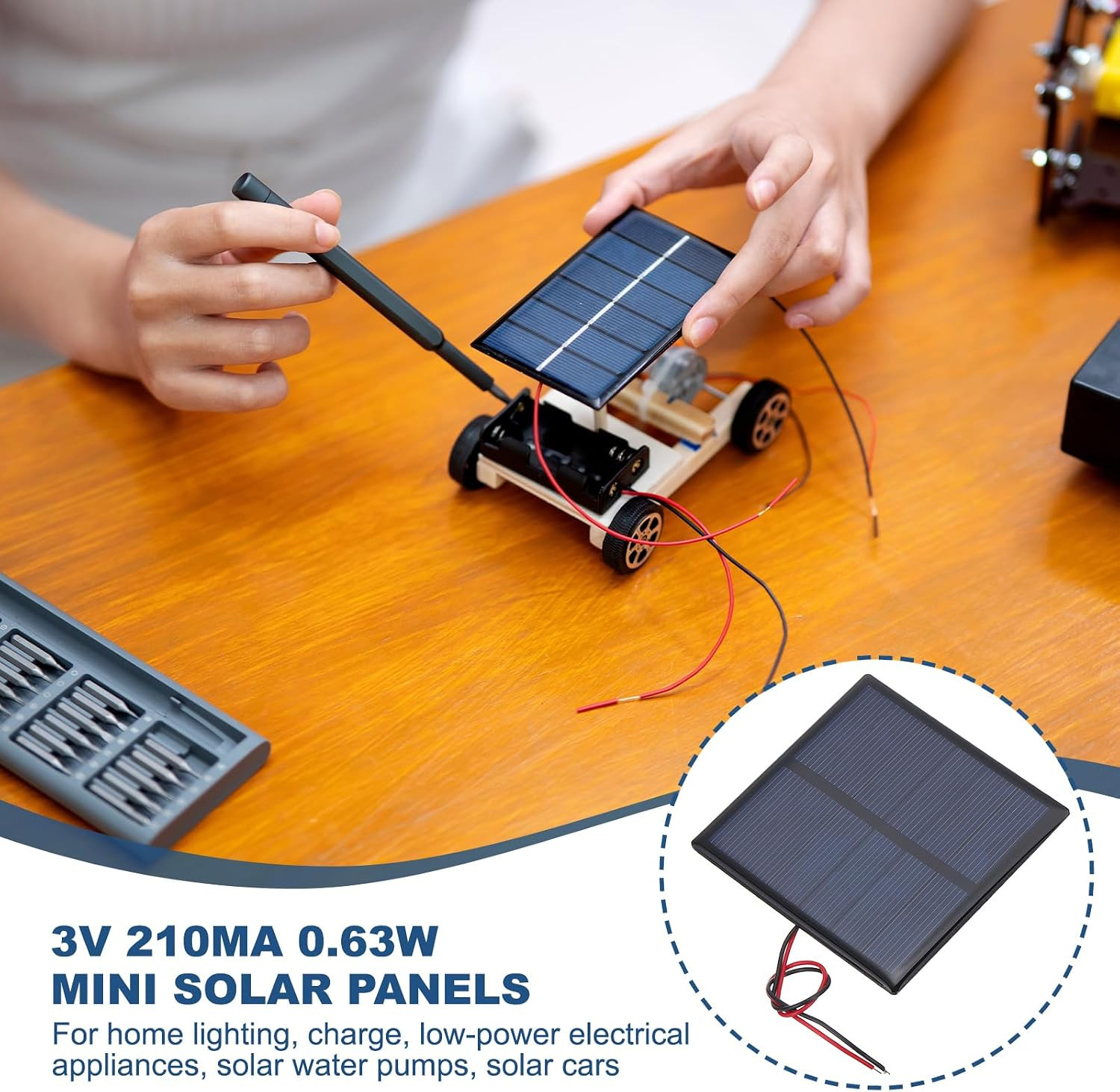 5 Pcs 3V 0.63W 210Ma Mini Solar Panels, Small Polycrystalline Solar Cell Panel w