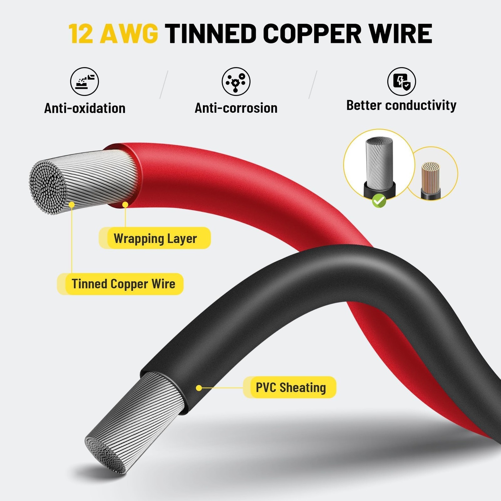 8PCS 12AWG SAE Connector 1ft 2 Pin Quick Disconnect Power Extension Cable