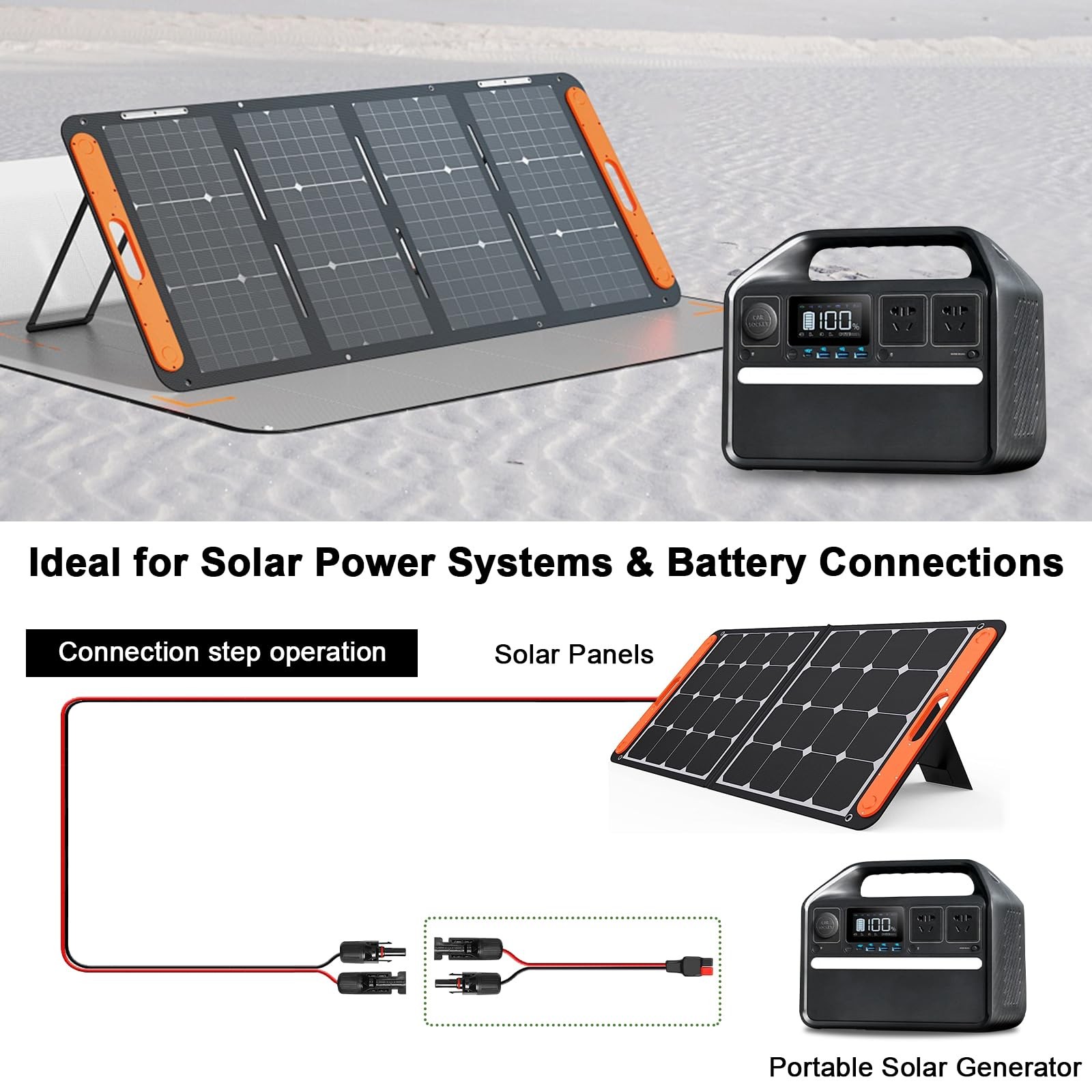 10AWG Solar Panel to Anderson-Style Connector Extension Cable 35FT, Tinned Co…