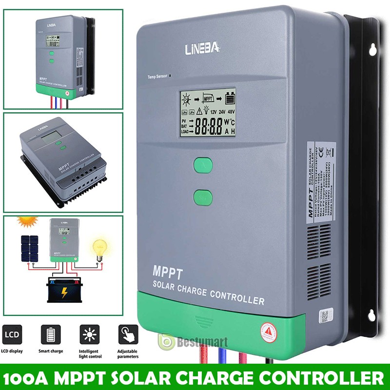 12V/24V 100A MPPT Solar Panel Battery Regulator Auto Charge Controller Dual USB