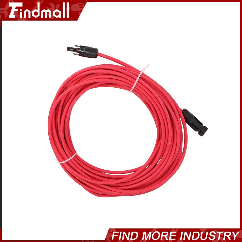 Findmall Red+Black W/ M4 Connector Solar Panel Wire Cable Weatherproof 20M 4mm²