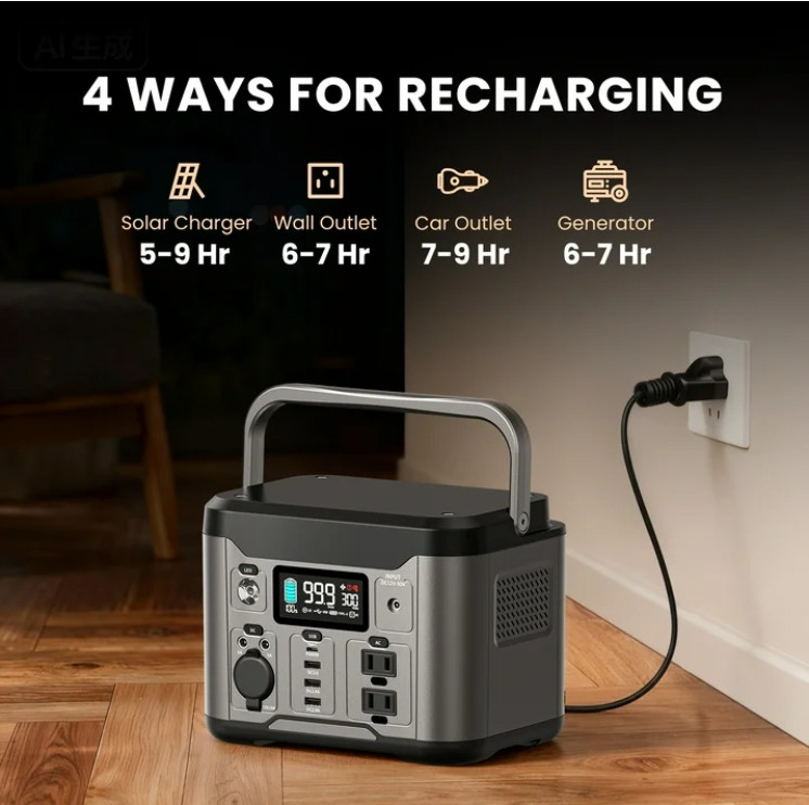 Goosiay 300W Portable Power Station, 296Wh Battery Backup with 110V Pure Sine