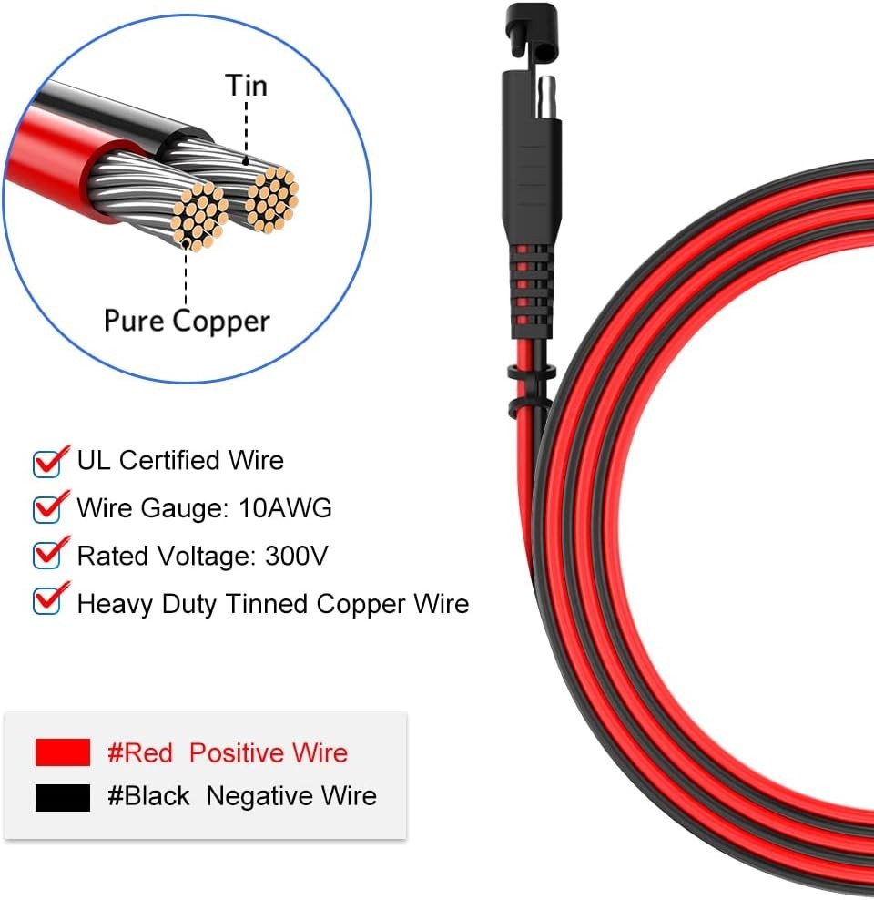 15ft 10AWG SAE Extension Cable with Quick Connect Disconnect SAE Power Connec…