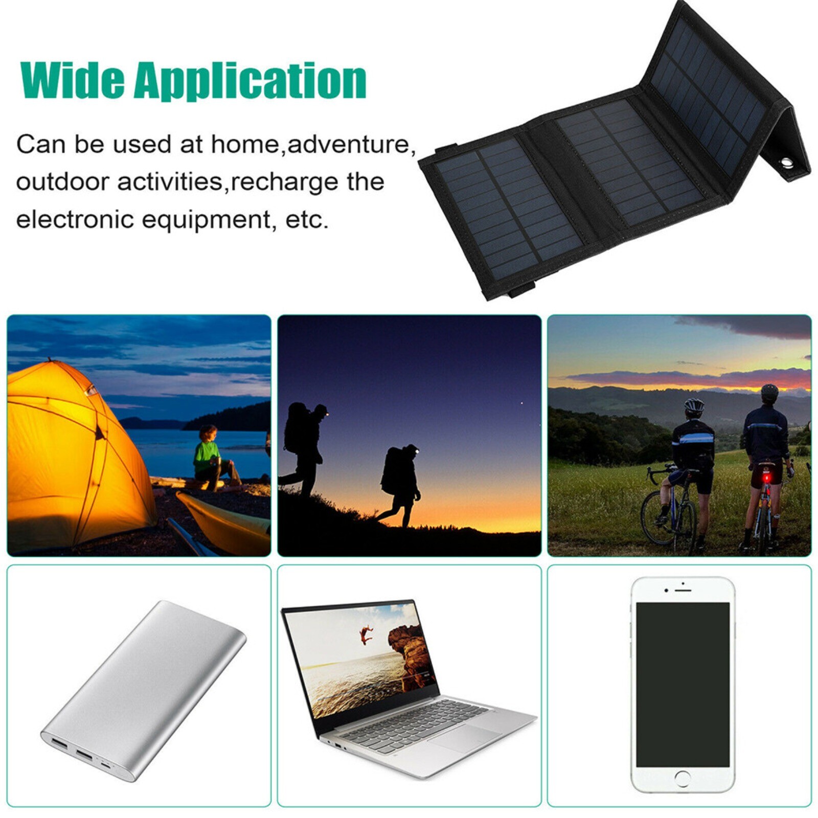 100W USB Solar Panel Folding Power Bank Outdoor Camping Hiking Phone Charger Kit