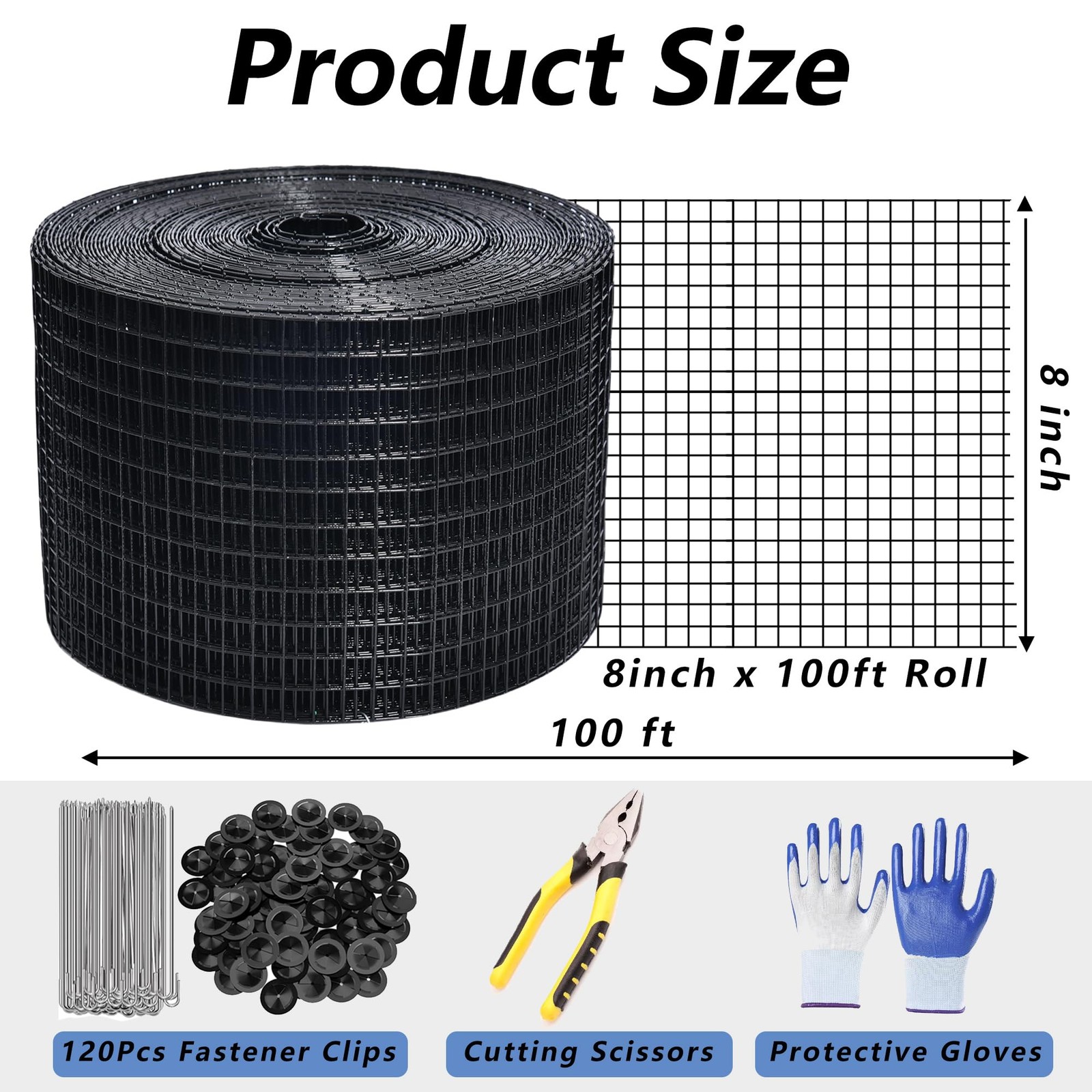 Solar Panel Critter Guard 1/2 Inch PVC Coated Steel Roll Black 8in X 100ft