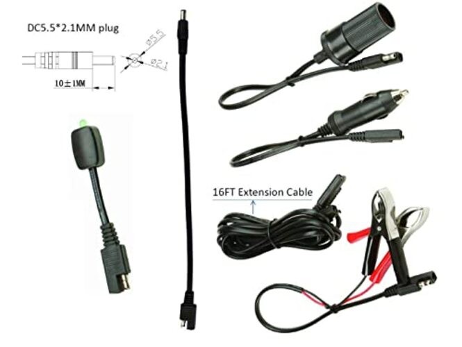 16FT Battery Charger Extension Cable Adapter SAE Connectors Quick 6 Connectors