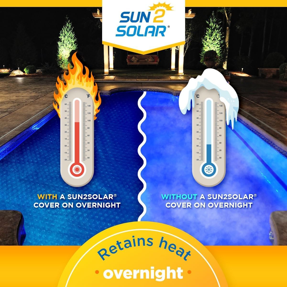 Pool Solar Cover 12x24ft Oval 16Mil Heat Retaining Blanket