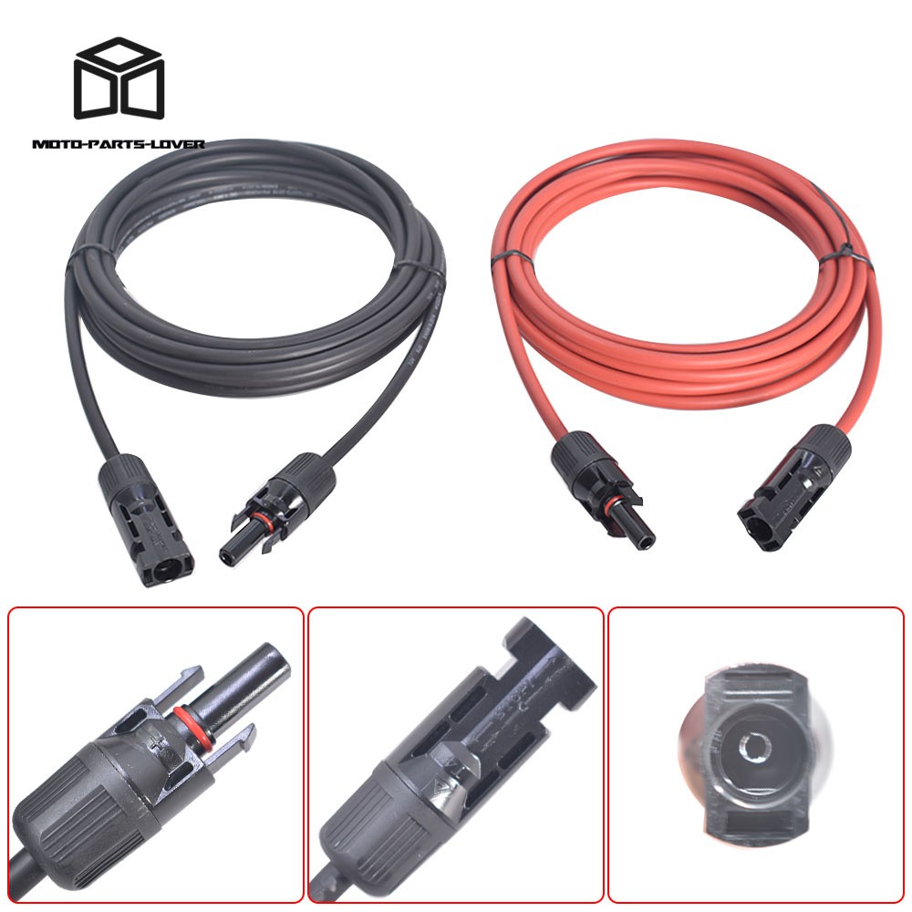 1 Pair 10 Feet Black And Red Solar Panel Extension Cable Wire Connector 12AWG