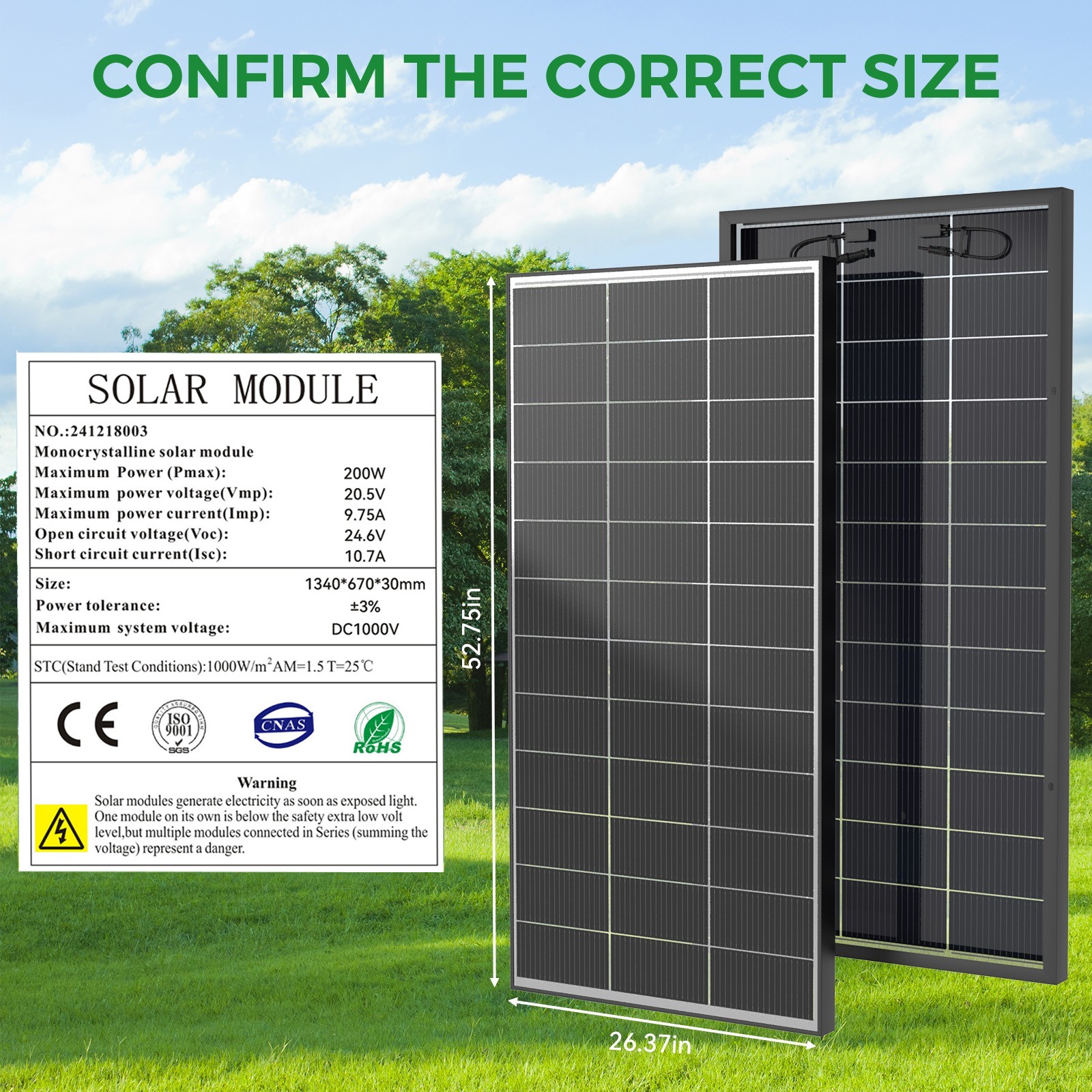 Bifacial 200W Solar Panel Home RV PV Power Off-Grid Boat Power Camping Battery