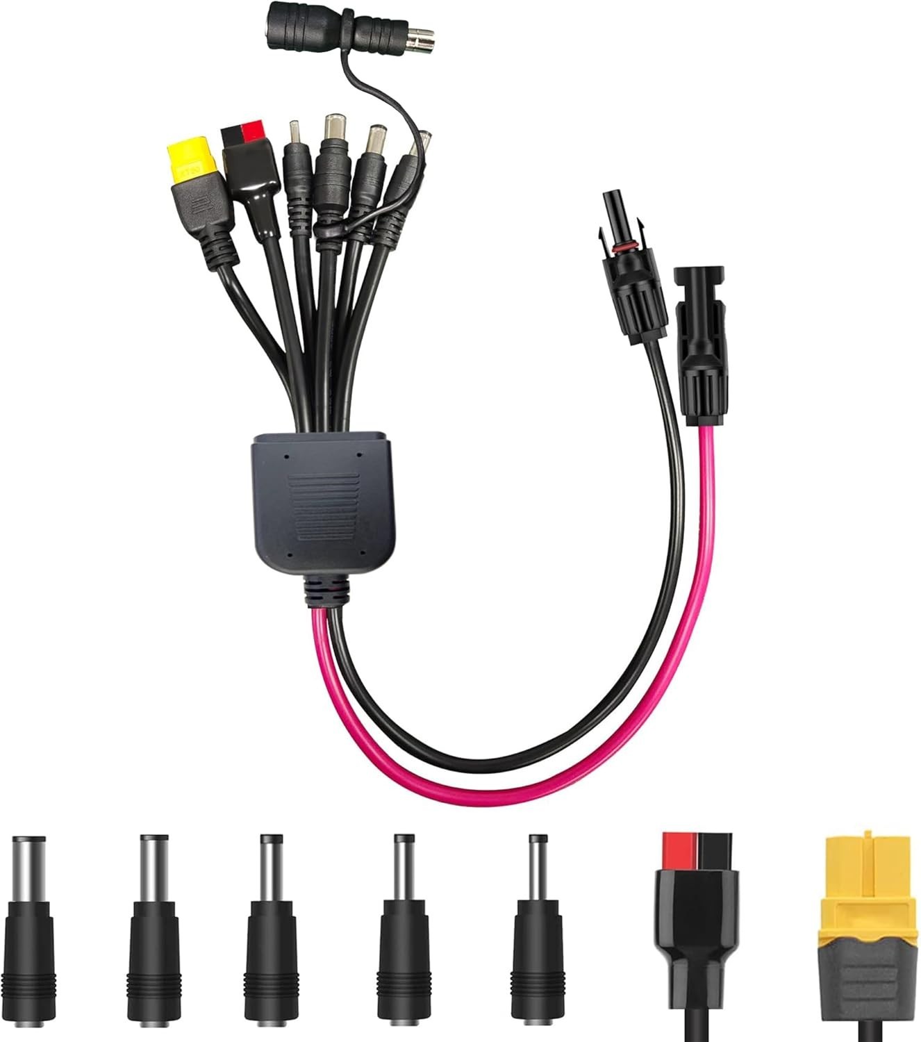 Portable 7-in-1 Solar Charging Adapter, DC8020 to DC7909 with Thick 14AWG Cable