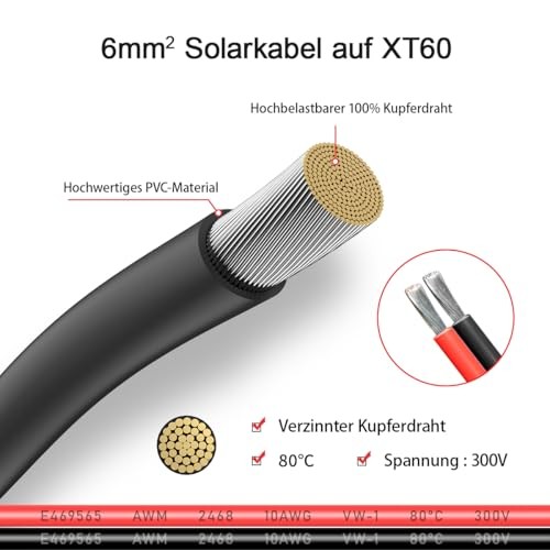 10AWG XT60 Solar Cable 2 10 25 35 50 75 100FT XT60 Extension Cable Solar 2FT