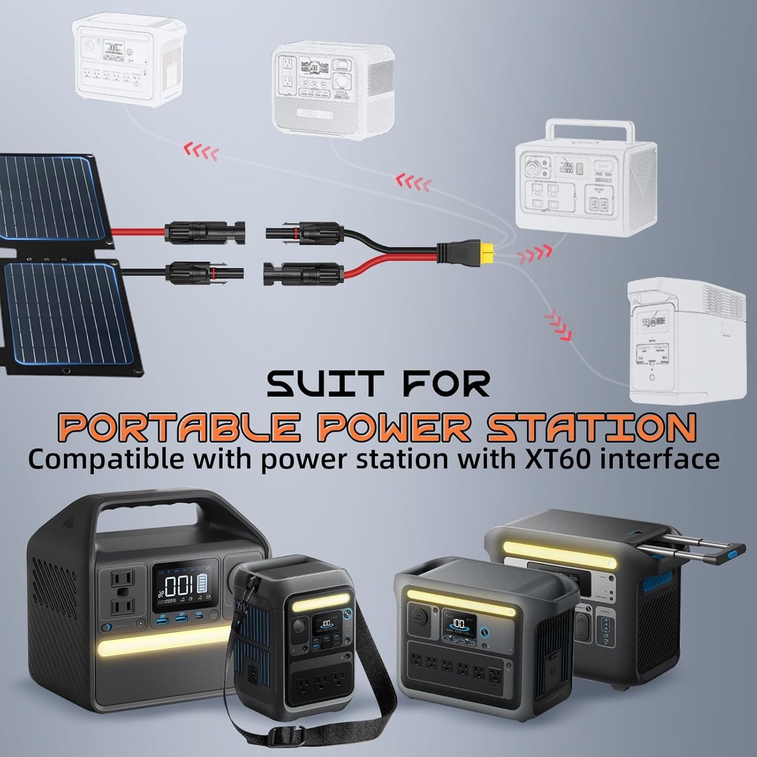 10AWG 10FT Solar to XT60i Cable, Gibbab 3 10 25FT Solar Panel Connector to XT60i