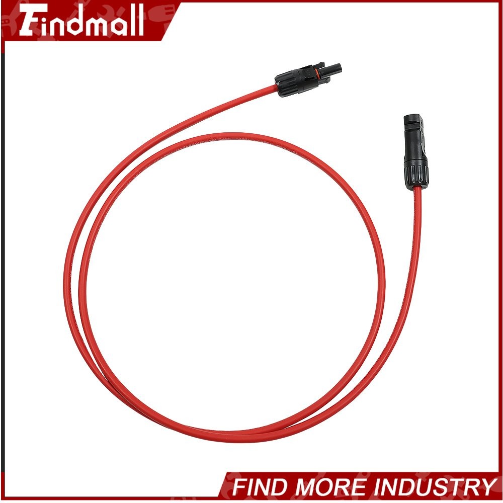 Findmall 5 Feet 10AWG Black + Red Solar Panel Extension Cable Wire Connector