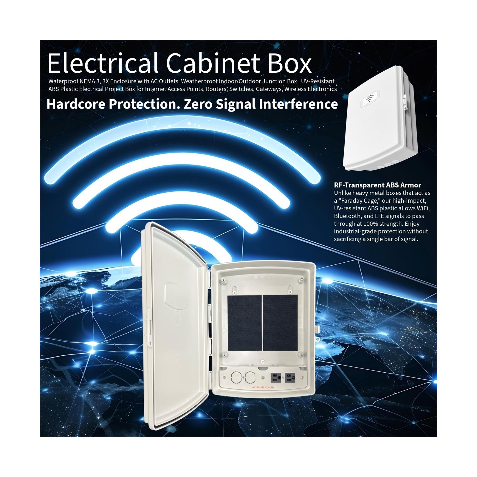 Waterproof Network NEMA Enclosure with AC Outlet 10x9x4 Weatherproof Indoor O…