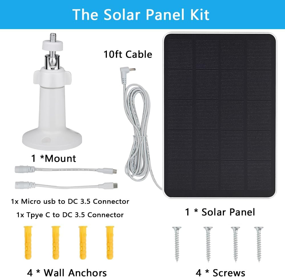Bird Feeder Camera Solar Panel Replacement, 4W 5V Solar Panel 9.8Ft Charging Cab