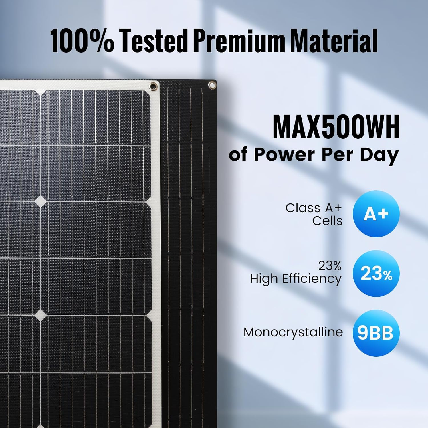 100W 12V Flexible Monocrystalline Solar Panel – Lightweight & Waterproof