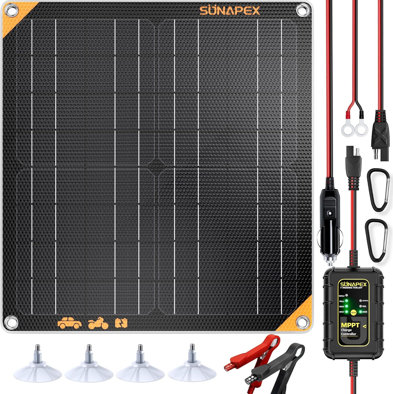 12V 20W Solar Trickle Charger with MPPT Controller – Waterproof Portable