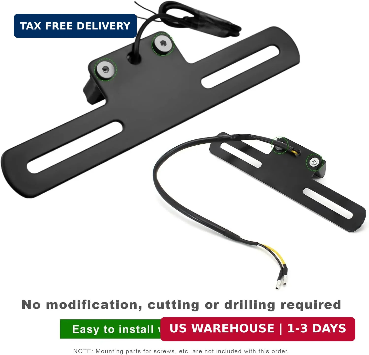 Motorcycle License Plate Holder, Heavy Duty Metal Tag Holder with Light Mount Ho