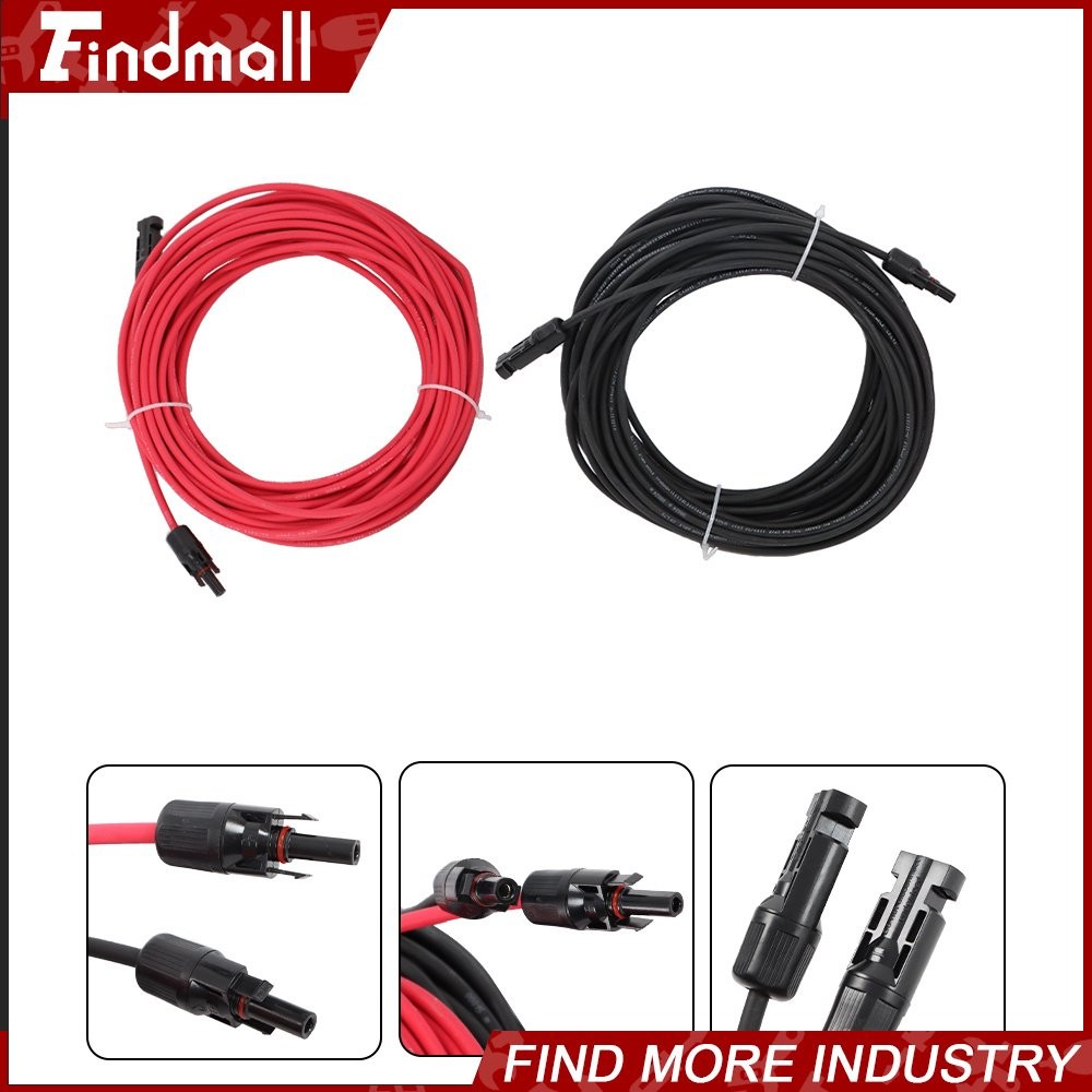 Findmall Red+Black W/ M4 Connector Solar Panel Wire Cable Weatherproof 20M 4mm²