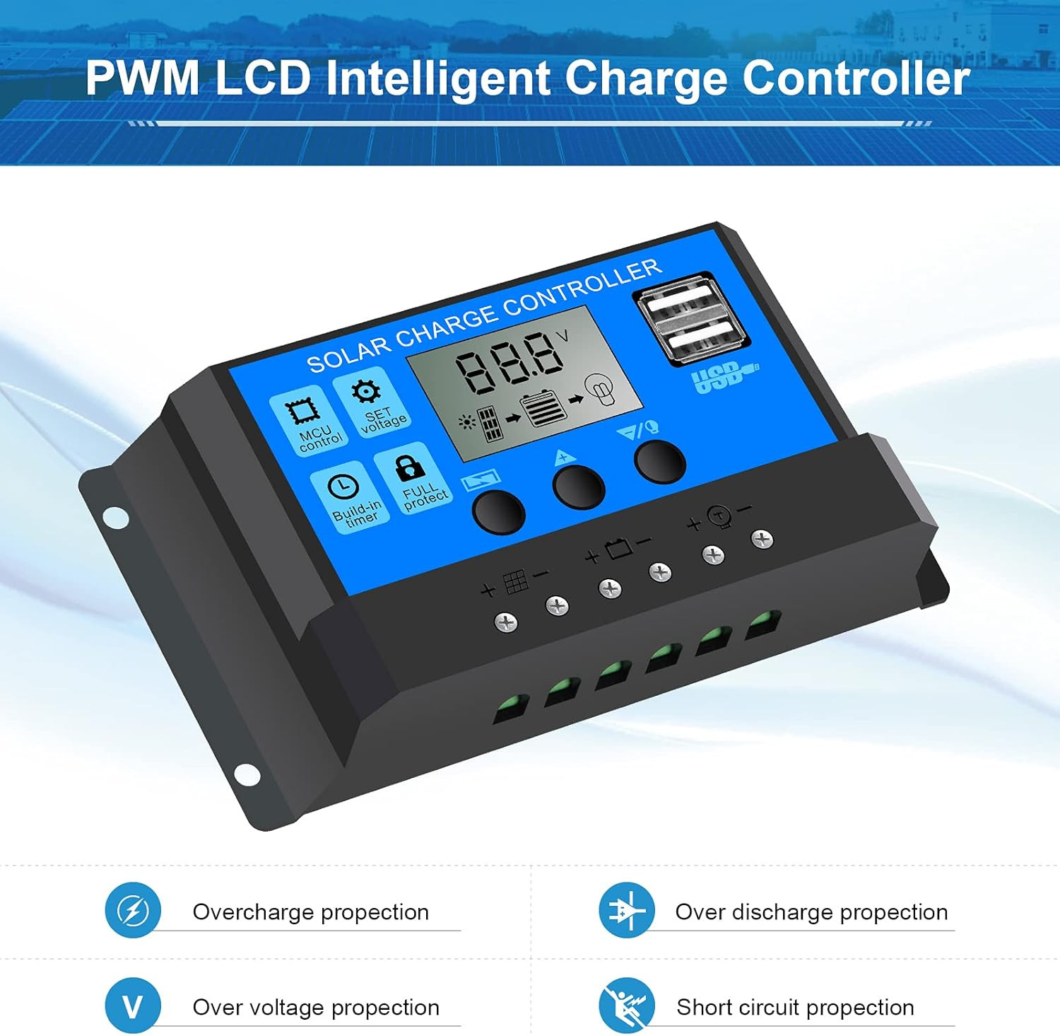 20W 12 Volt Battery Charger Solar Powered Panel for Car Dump Trailer Boat Marine