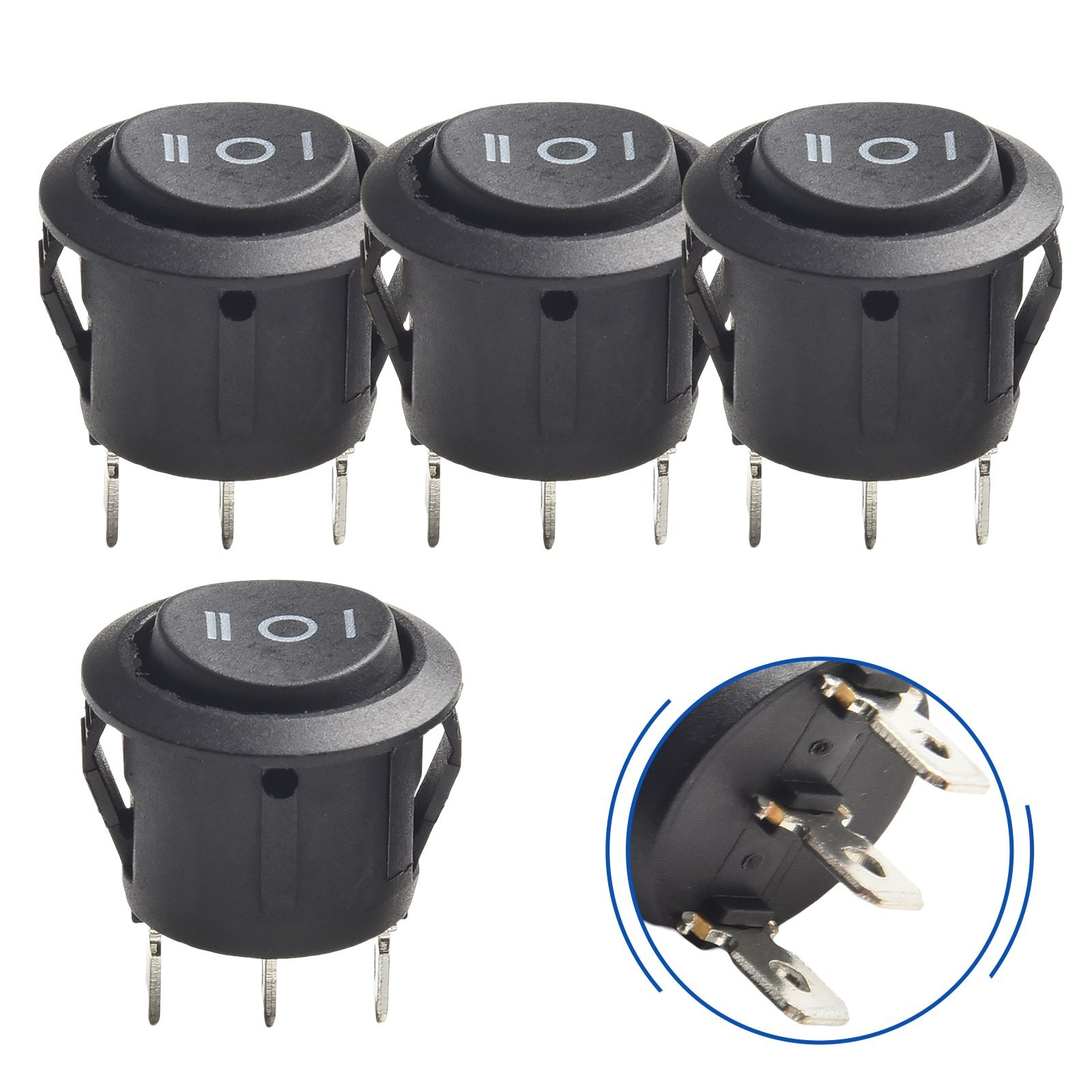 Convenient Package of 4 Momentary Rocker Switches 3 Pin 3 Position ON Off ON