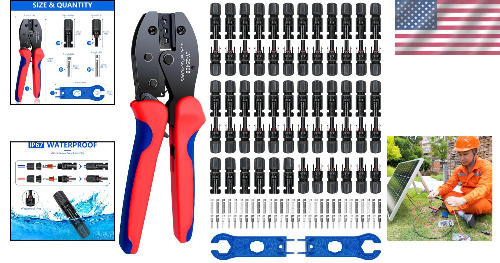 Comprehensive Solar Crimping Tool Kit – 60 Connectors for Reliable Installations