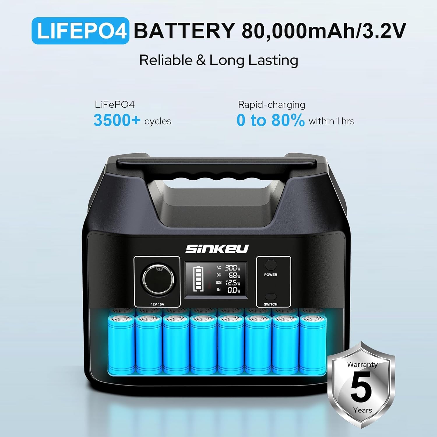 300W Solar Generator Portable Power Station Battery Charger with 40W Solar Panel