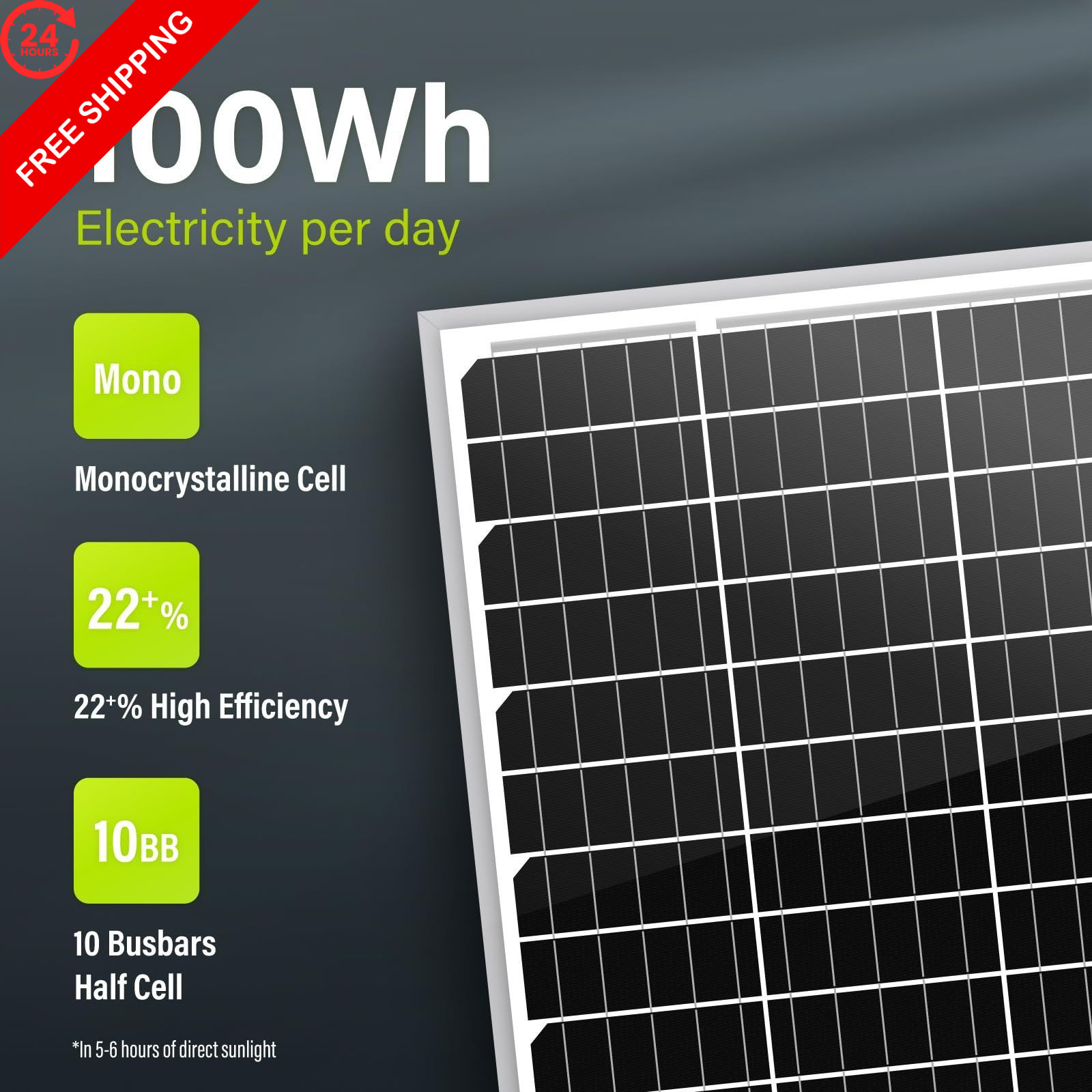 Newpowa 20W 12V Solar Panel Monocrystalline PV Module 1PCS, White