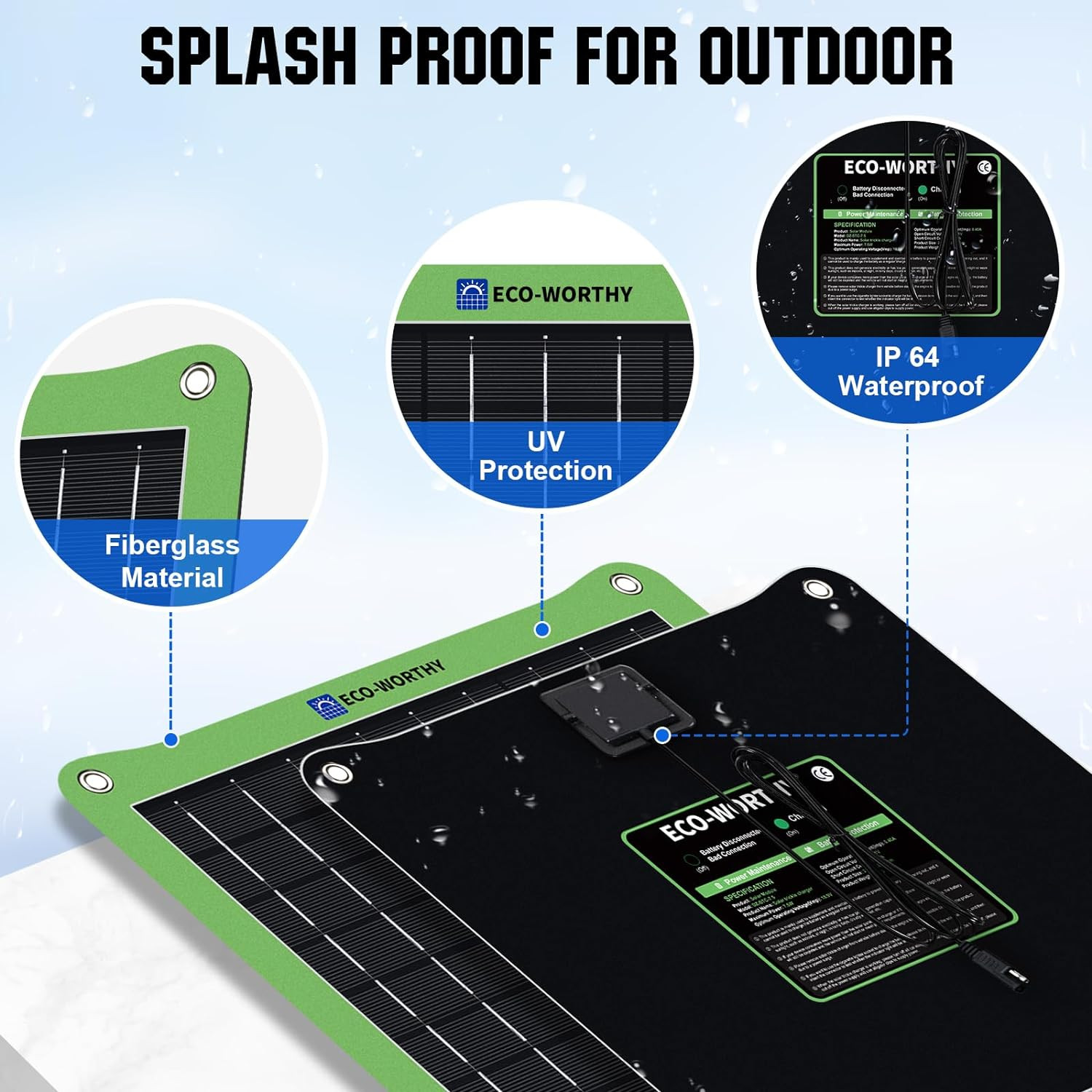Upgraded 7.5W Solar Car Battery Charger Maintainer 12V Waterproof
