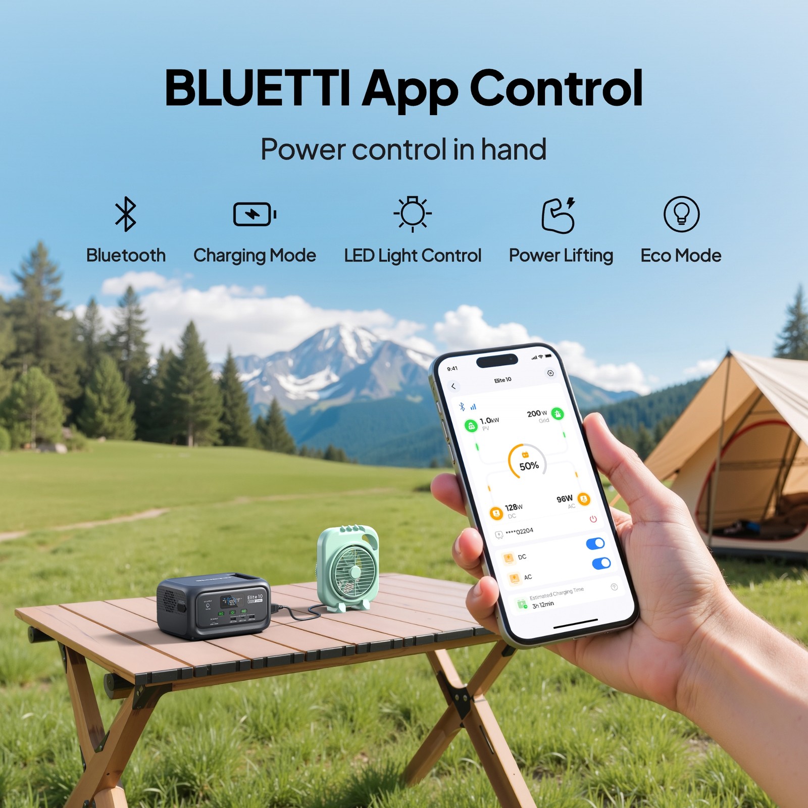 BLUETTI Elite 10 200W 128Wh Portable Mini Power Station LiFePO₄ for Camping