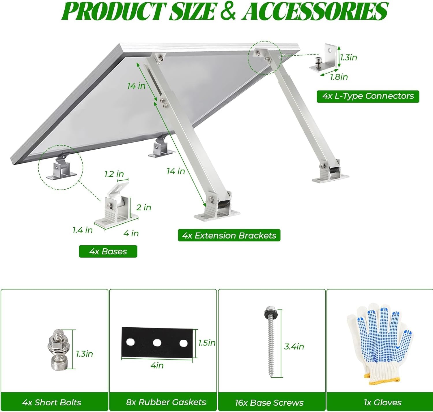 Adjustable Solar Panel Rack 14-27IN – Supports Up to 450W – Easy Mount