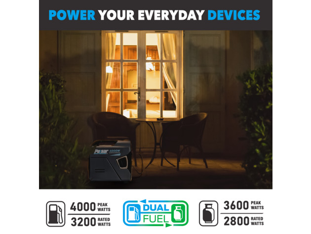 4000 Watts Ultra-Quiet Dual Fuel Generator 4-Stroke, CO Sentry, Built-In Safety