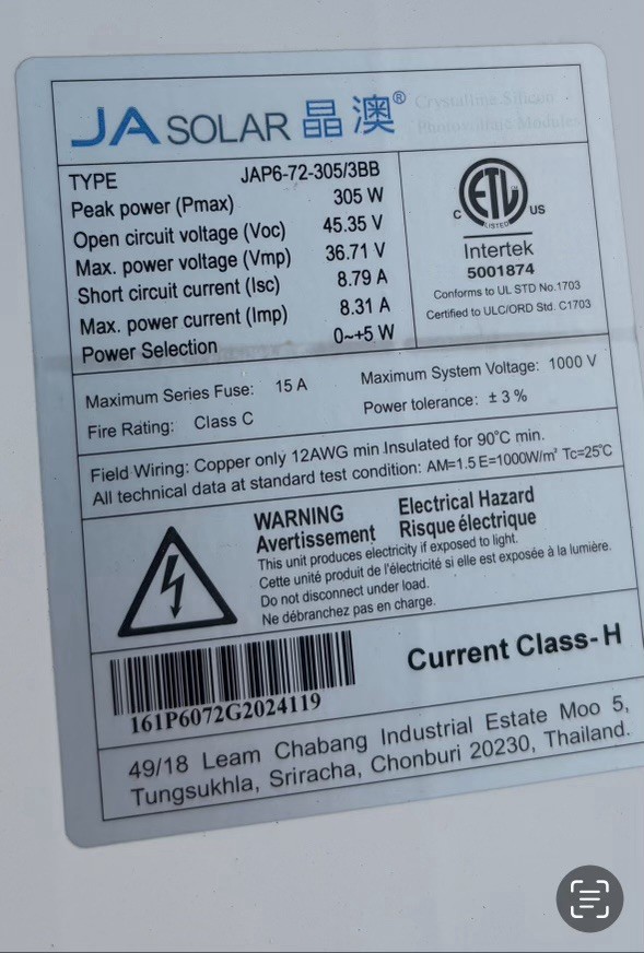 Solar Panels 305 W Used Solar Panel Great Condition With Warranty