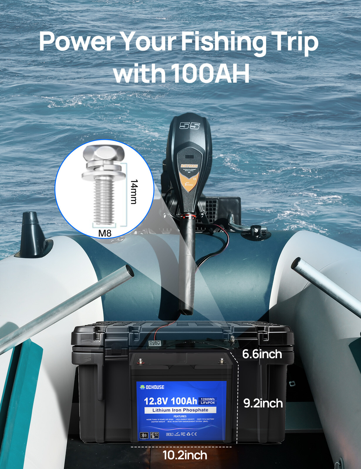 12V 100Ah LiFePO4 Lithium Battery Bluetooth monitoring For Solar Marine RV