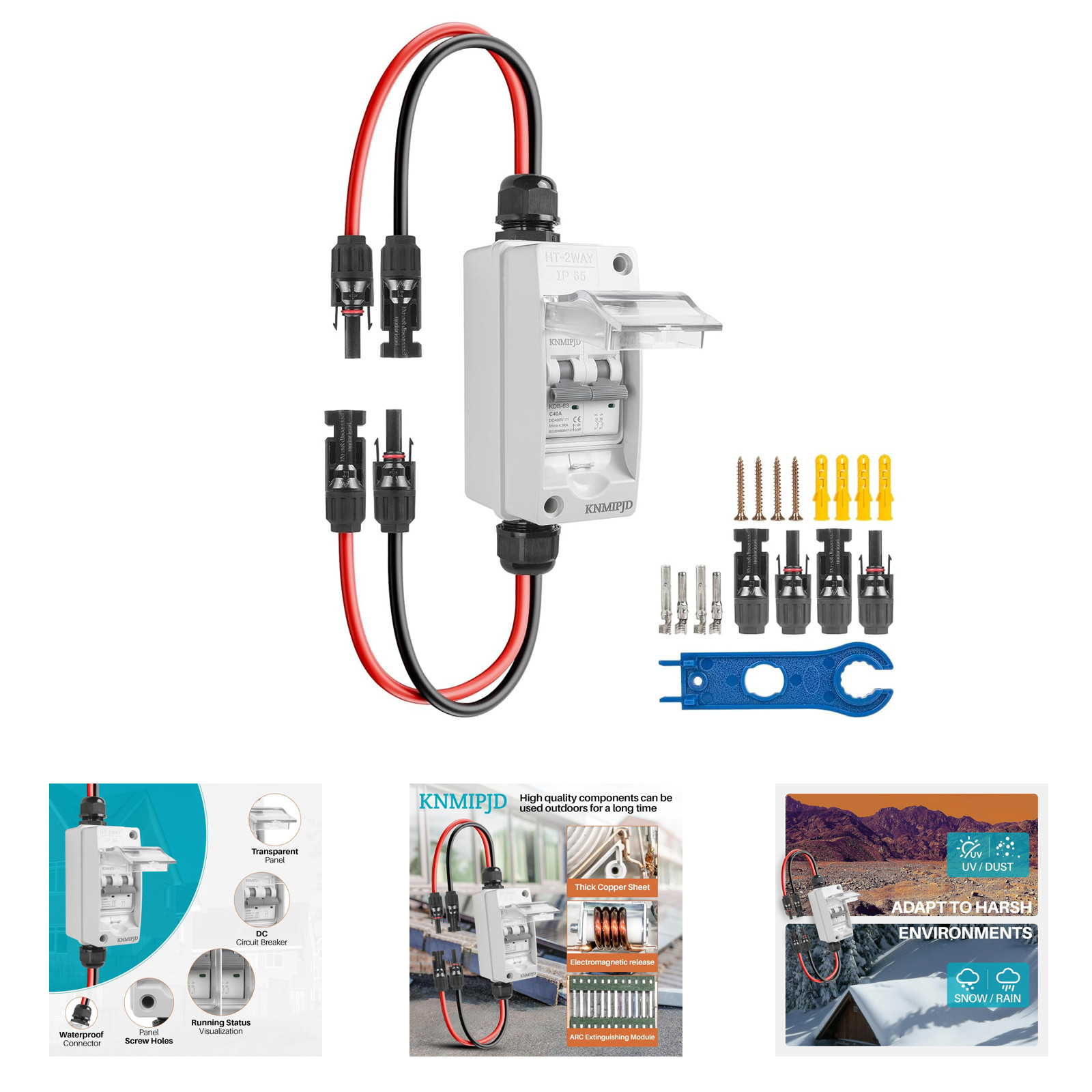 Solar Panel Disconnect Switch 400V 40A IP65 Waterproof Breaker Box for Solar