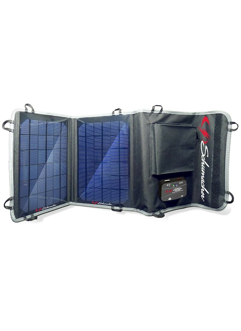 Schumacher SP-100 10W Foldable Solar Panel Charger, Power Regulation, Chainable