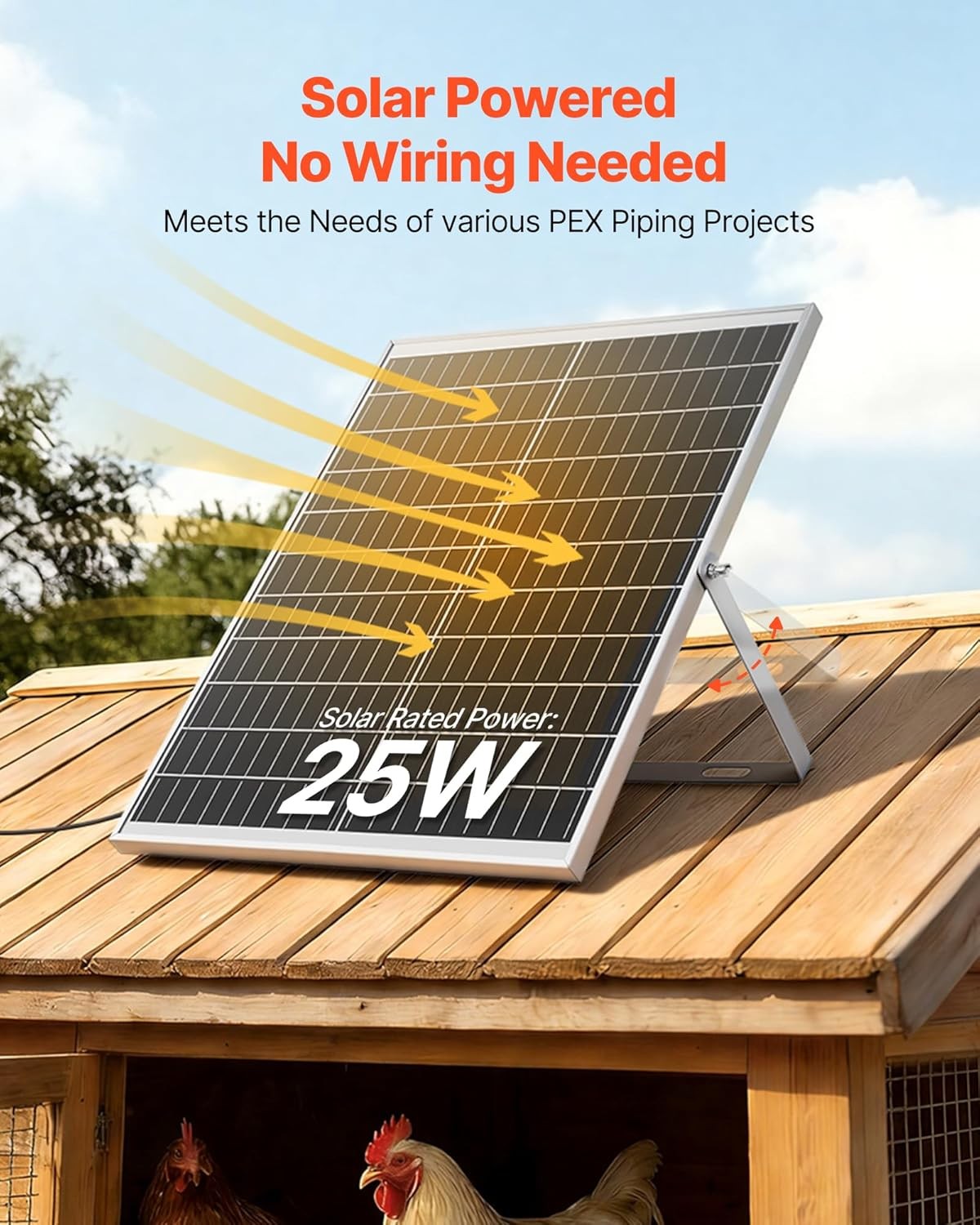 VEVOR Solar Powered Fan, 25W Solar Panel with 4 Fans, Adjustable Solar Panel Ang