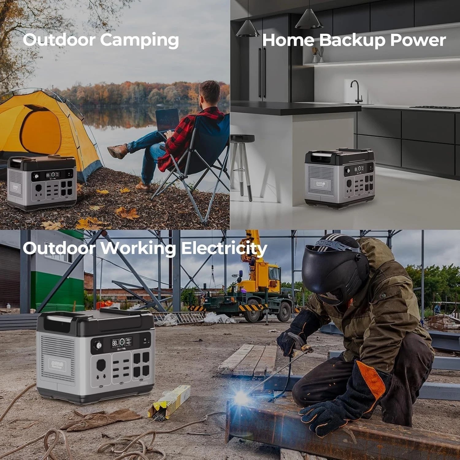2400W LiFePO4 Solar Generator 2048Wh Emergency UPS Portable PowerStation OUKITEL