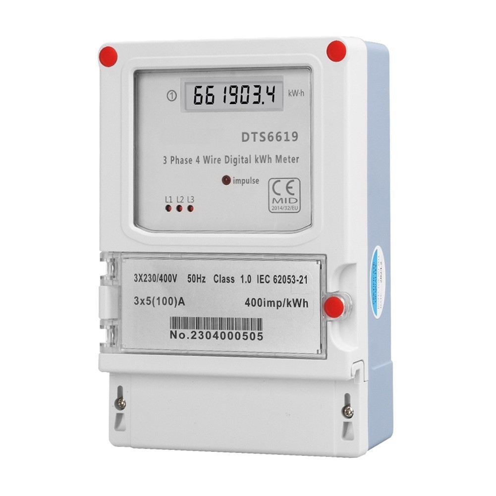 Three Phase Digital Energy Meter for Wall Mount Installation 3x230400V 100A