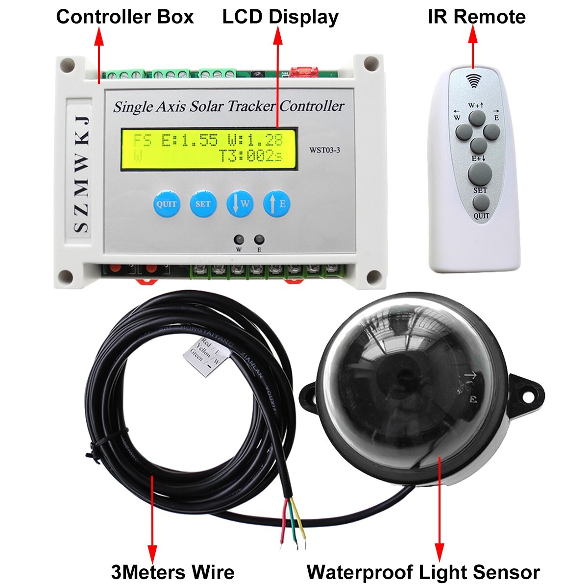 Single Axis Solar Tracker Controller Automatic Solar Tracking W/ Remote Control