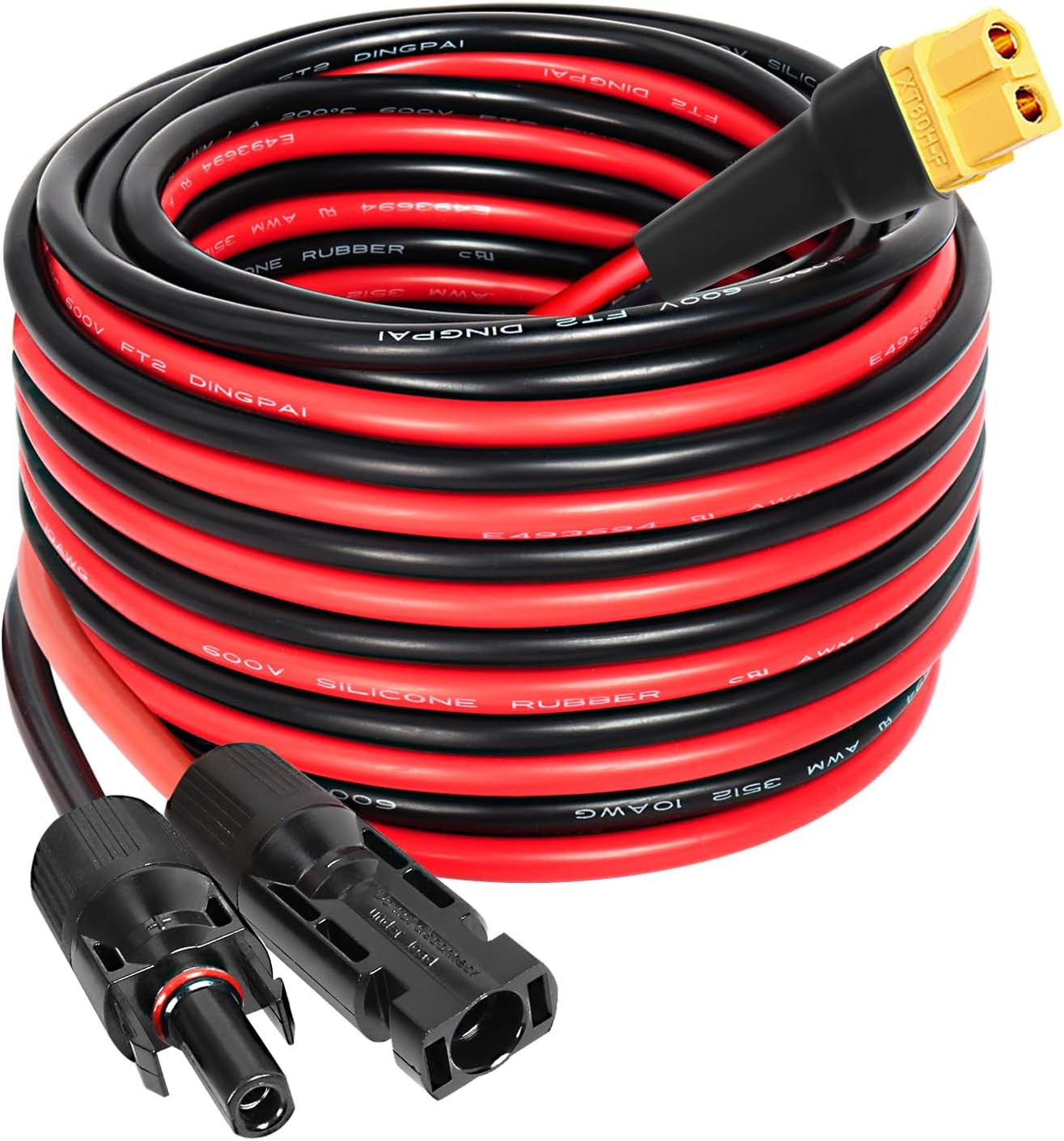 Solar to XT60 Extension Cable 10AWG 25FT Solar Connector to XT60 Adapter Cable f