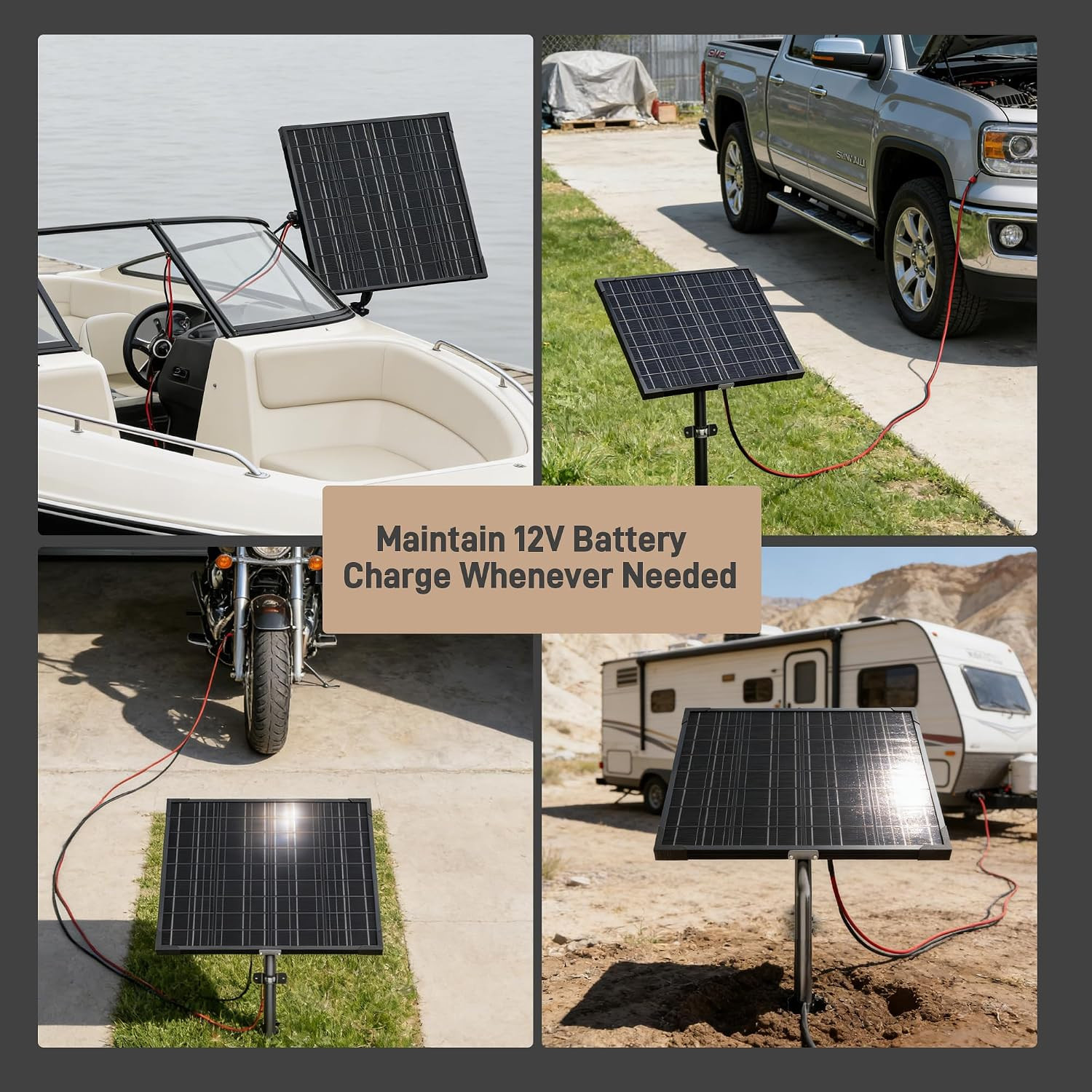 12V Gate Opener Solar Panel：20W Solar Panels Kit for Electric Fence with Smart M