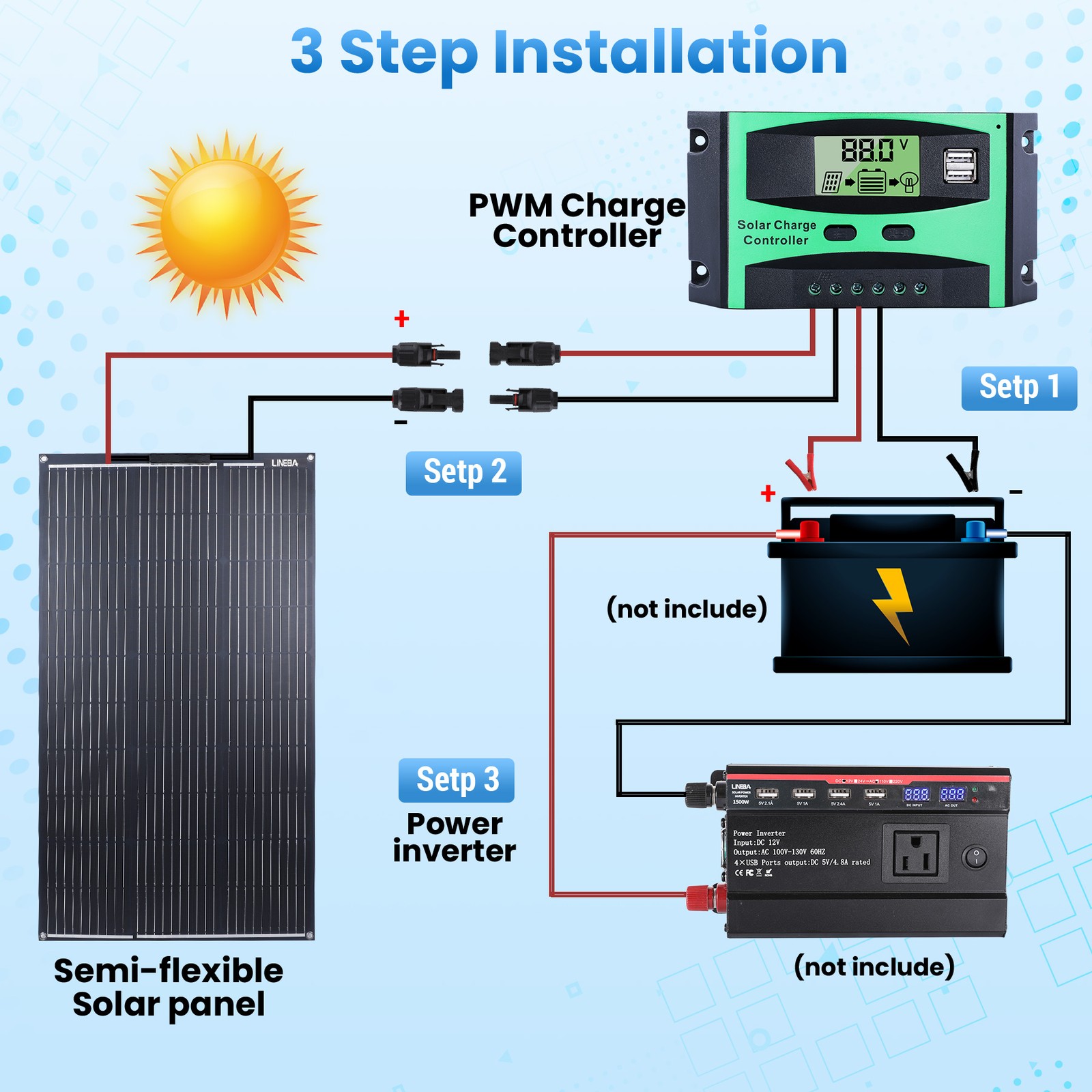 Mono Flexible Solar Panel 4 x 100 Watt 12V Power Camping Home RV Battery Charge