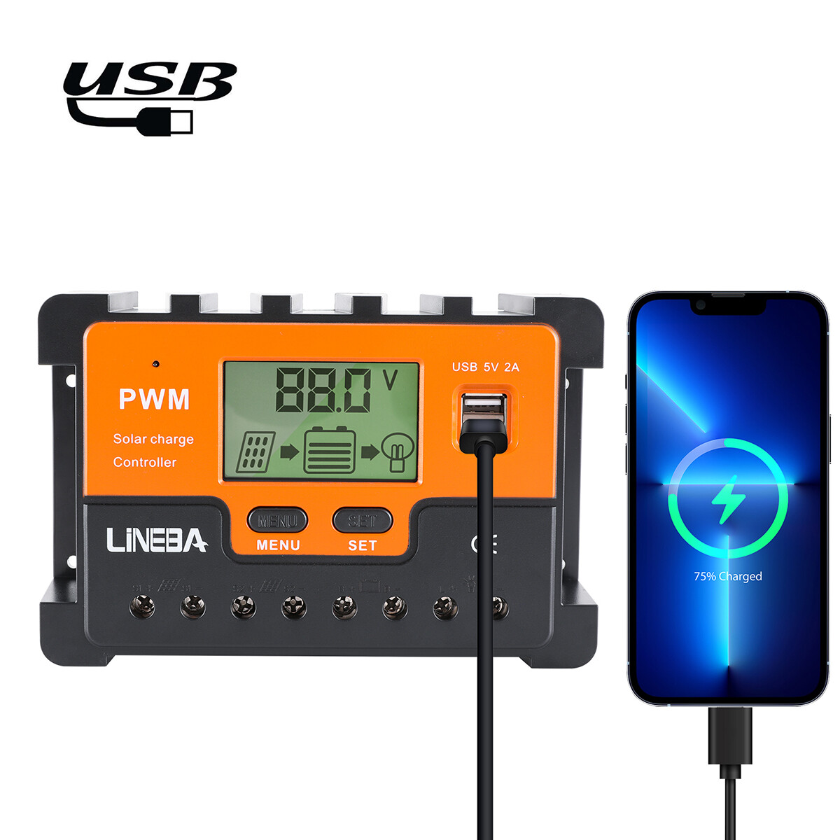 12/24V 30/60/100A MPPT Solar Charge Controller Panel Battery Regulator Dual USB