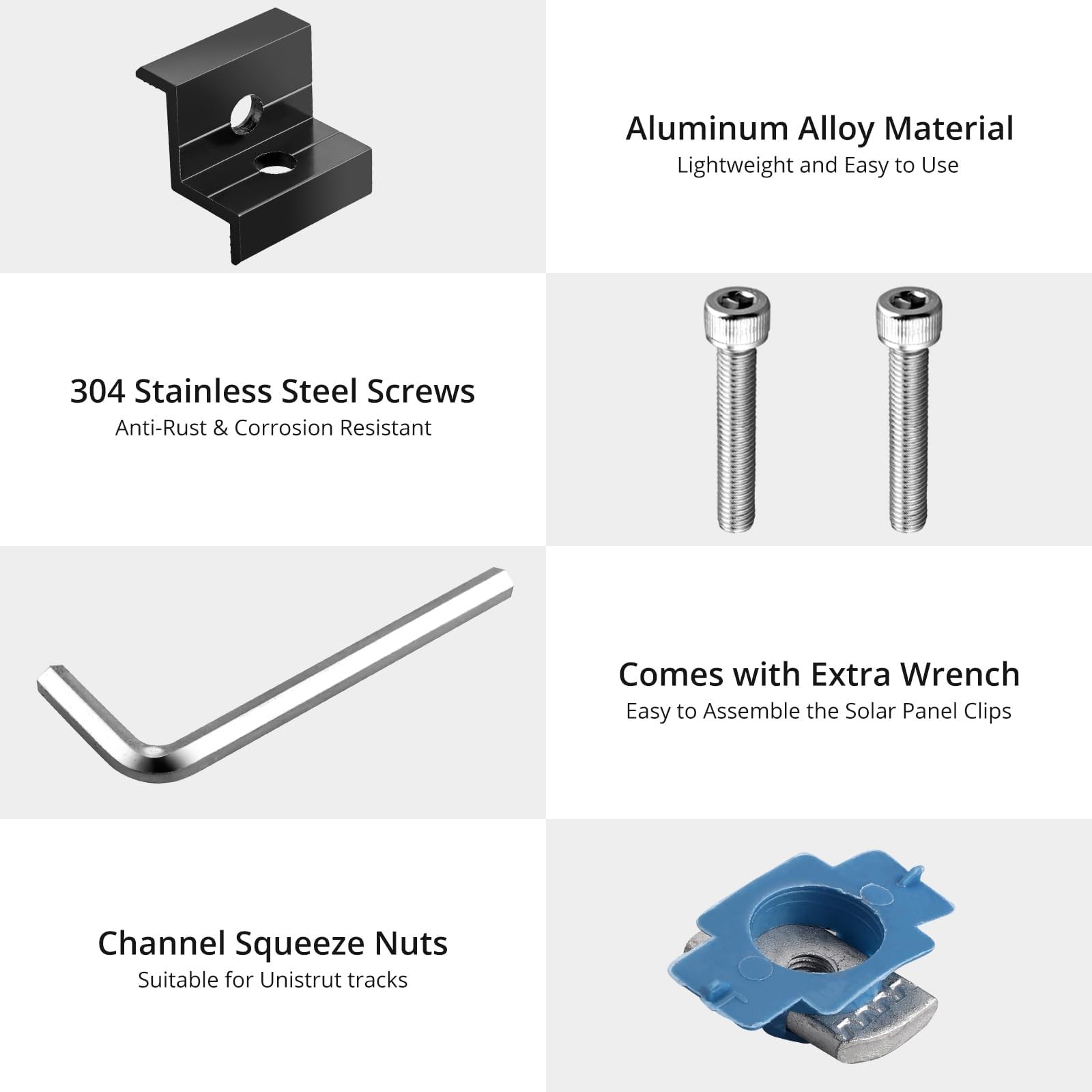 10pcs Solar Panel End Clamp for Standard Unistrut, Aluminum 30mm/35mm Solar P…
