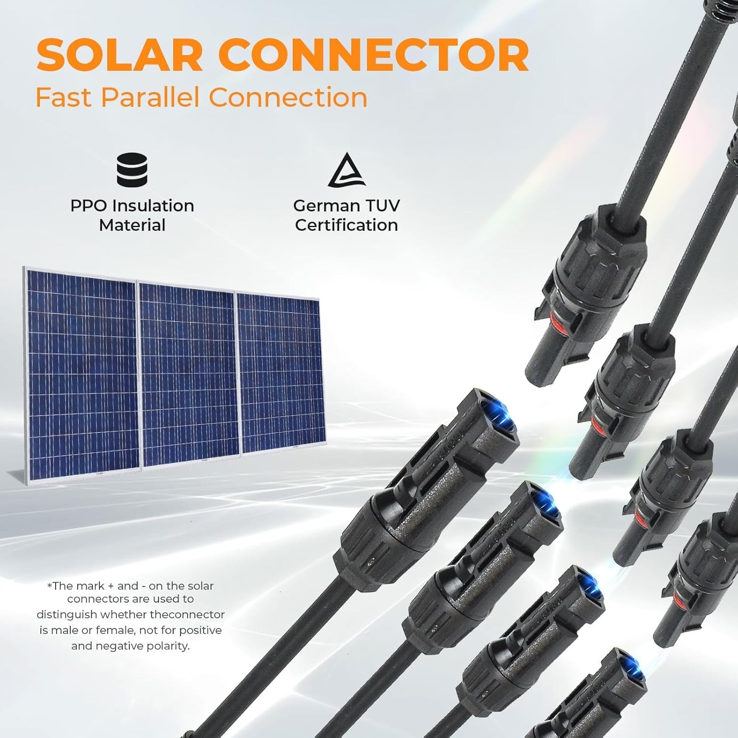 Solar Panel Y Branch Cable Connector Pair