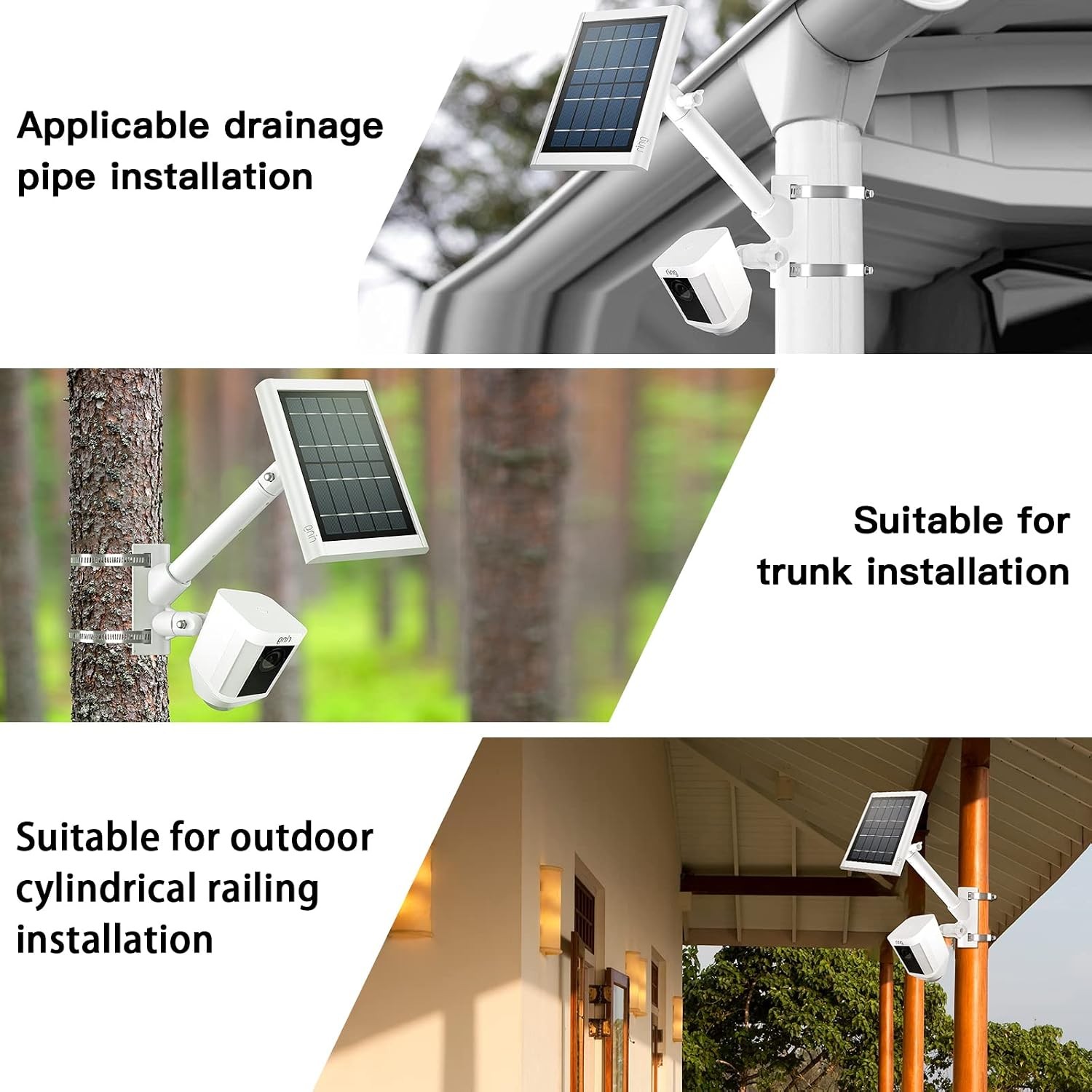 2-in-1 Pole Mounting Bracket for Ring Stick Up Cam Pro Solar Panel and Battery O